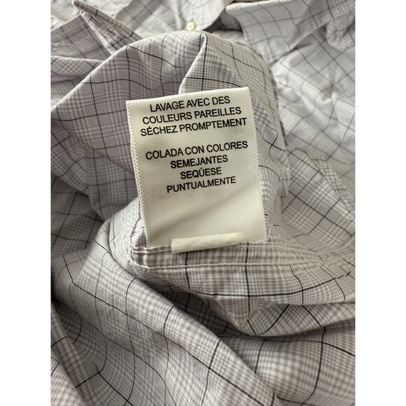 Tommy Hilfiger Size L 16.5 36-37 Checker Button Casual Shirt Gray Long Sleeve - Picture 8 of 9